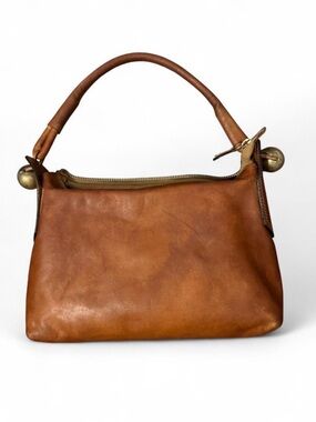 AREZZO Brown leather handbag with gold/brass hardware. Cute size shoulder bag